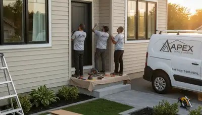 Professional door installation with durable vinyl siding in Greenville, NC by Next Level Exteriors