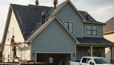 Roof replacement experts installing vinyl siding in Greenville, NC home exterior