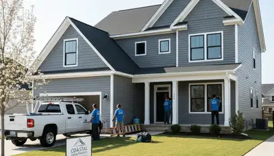 Vinyl siding installation on home exterior in Greenville NC by local siding contractors