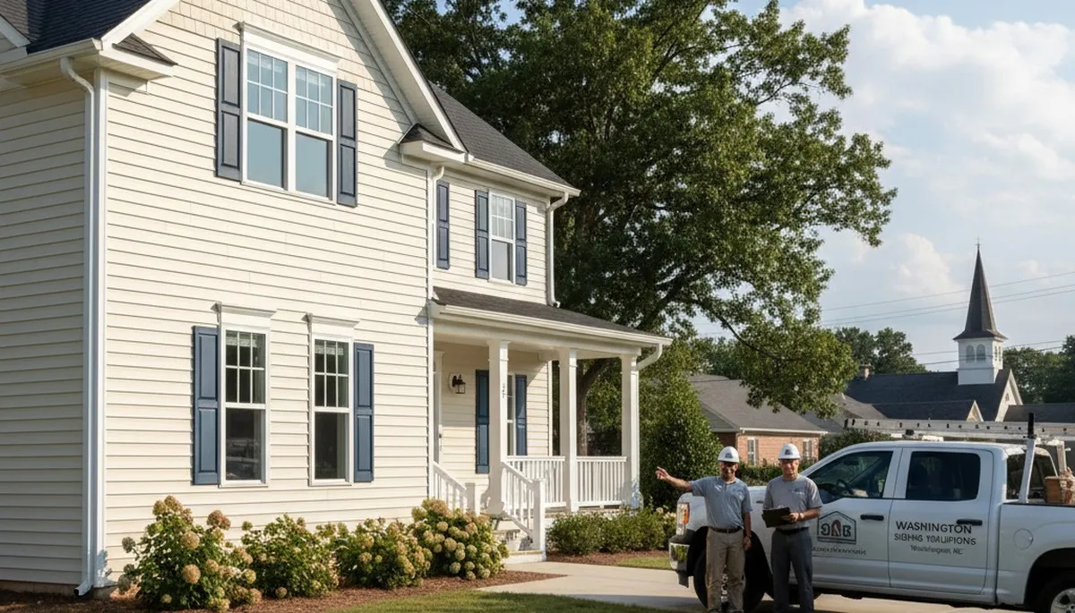 Vinyl siding installation on home exterior in Greenville, NC by local siding contractors